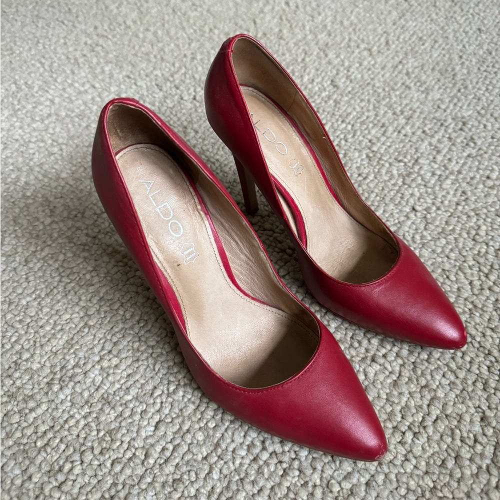 Aldo red leather heels size 8.5